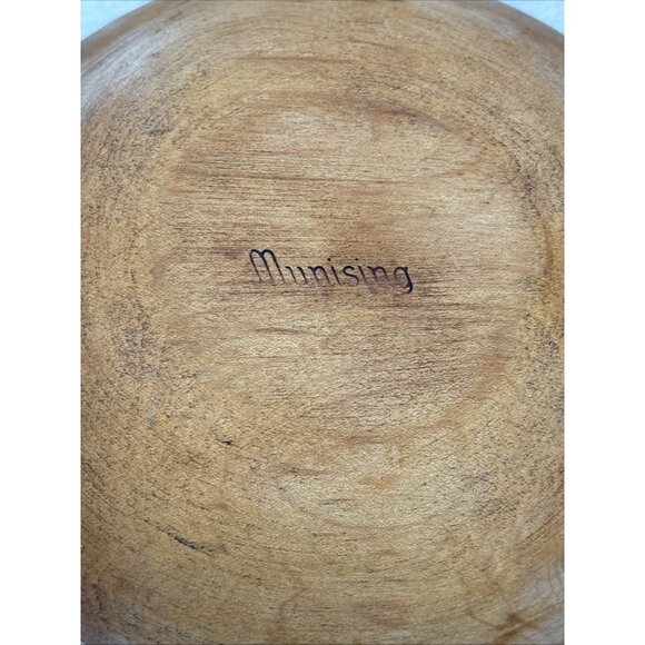 Munising Wooden Dough Bowl 8.25"x8.75" Round Primitive Farmhouse Vintage Signed - Picture 7 of 9